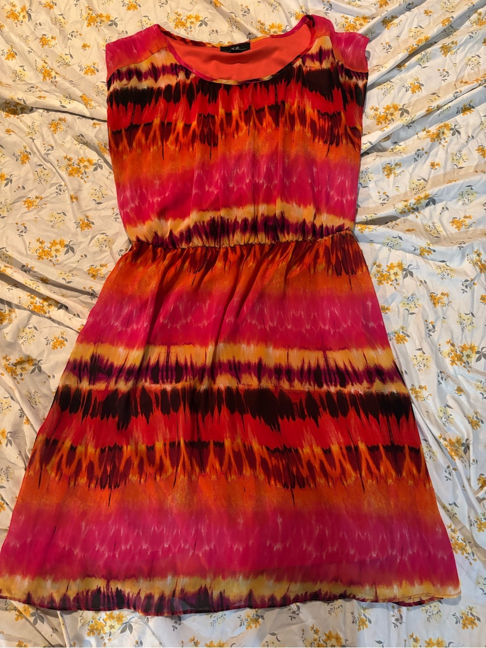 Tie-Dye Sleeveless Summer Dress in Pink & Orange